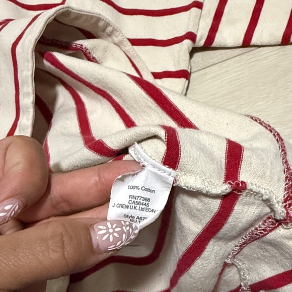 3/$10 Madewell Striped Red Cream Tee with BEACH Logo - Picture 5 of 8